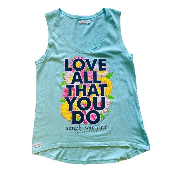 SIMPLY SOUTHERN Women’s Top Floral “Love All That You Do” Graphic Print Small - Picture 2 of 11
